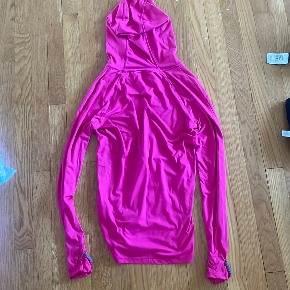 Hot pink Layer 8 hooded light athletic sweatshirt